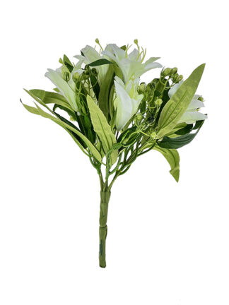Lilia z dodatkiem bukiet J192 30 cm (k. biały z zielenią)