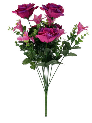 Róża w bukiecie mieszanym (ciemny róż z fioletem) L-370 50 cm