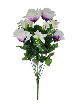 Róża w bukiecie mieszanym (jasny fiolet / biały) L-370 50 cm