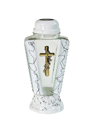 Znicz solarny Z1295P Biały Krzyż (27cm)