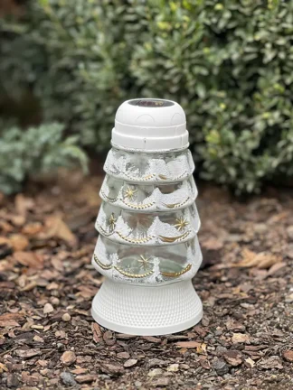 Znicz solarny choinka CH428 Biała (21cm)