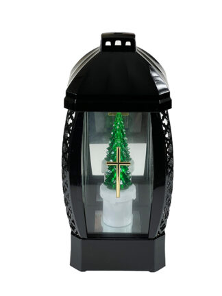 Kapliczka Czarna Duża Krzyż + Choinka LED (40 cm)