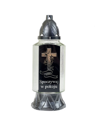 Znicz szklany ZP52 "Spoczywaj w pokoju"  (29 cm)