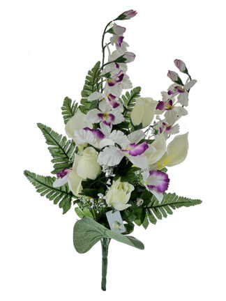 Bukiet nagrobkowy mix Kalia J301 Biały + fiolet (50cm)