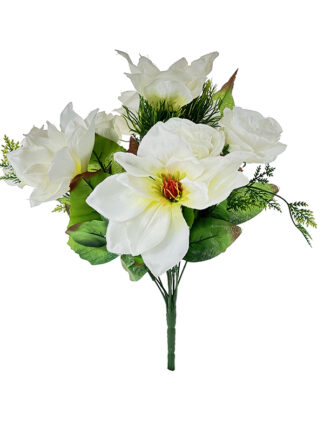 Bukiet Magnolia z różą X133A Biały (40 cm) Ostatnia sztuka!