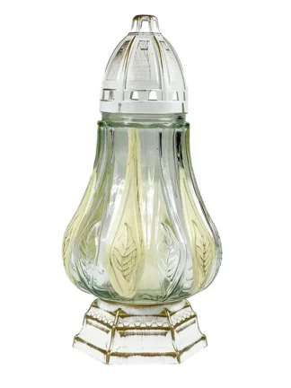 Znicz szklany Flavia M Biało Złota (30cm)