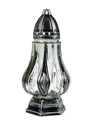 Znicz szklany Flavia M Srebro (30cm)