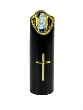 Świeca LED Złoty Krzyż 3/23/LUX-BAT/W Czarna + Biały chłodny płomień (17,5 cm)
