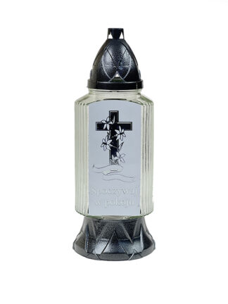 Znicz szklany ZP52 "Spoczywaj w pokoju" Biały (29 cm)