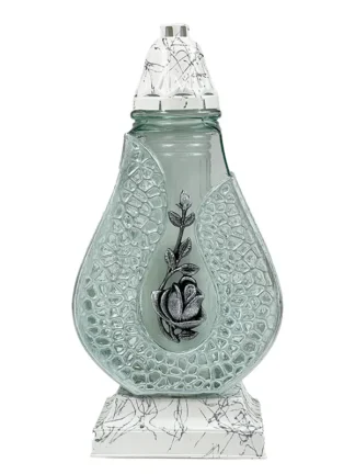 Artystyczny znicz szklany na wkład Rosa biały