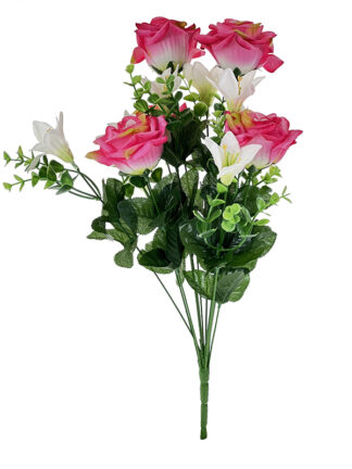 Róża w bukiecie mieszanym L-370 (jasny róż) 50 cm