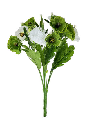 Anemon w bukiecie 17017-7 (biały+zielony) 46 cm