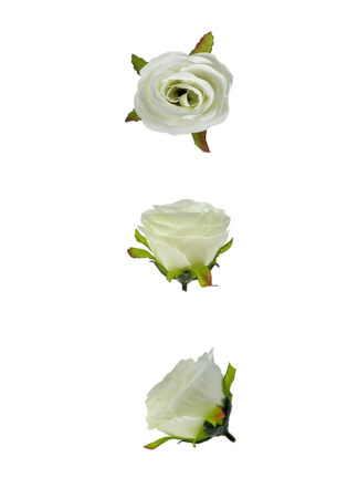 Róża wyrobowa satynowa W726 Biała (6cm)
