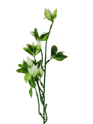 Gałązka dekoracyjna z listkami, dodatek PS021 zielono-biały (50cm)