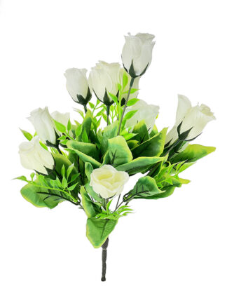 Bukiet 12 Różyczek 0704A-1 Biały (38cm)
