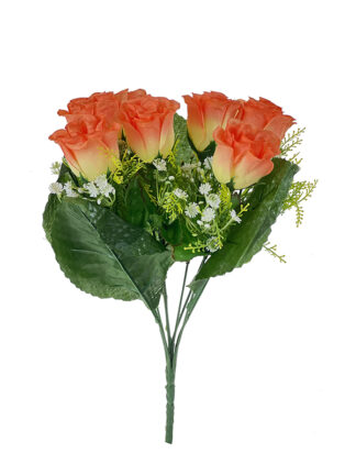 Bukiet Róża z gipsówką x 9  H104 Pomaańczowy (35cm)