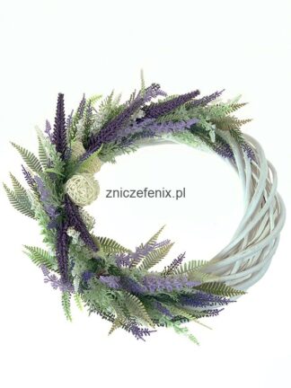 Wianek, stroik "lawendowy" na wiklinie ( śr. 35 cm )