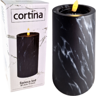 Świeca LED "Marmur" BLACK 3/23 (15cm)