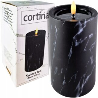 Świeca LED "Marmur" BLACK 6/23 (15cm)