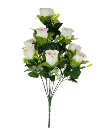 Bukiet BF-5 RÓŻA W PĄKU (Biały z różem)10 gałązek z dodatkiem! 56 cm