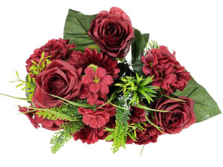 Bukiet mieszany BF-6 Róża/ Gerbera/ Hortensja 46 cm (Czerwony)