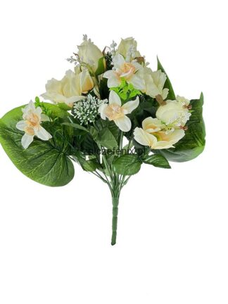 Bukiet kwiatów mieszanych L237 (Ecru) 40 cm