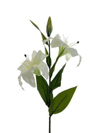 Lilia na gałązce 2 kwiaty C555B Biała (85 cm)