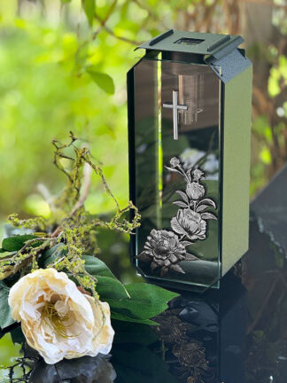 Kapliczka Solarna Metalowa LUXORIA T4 SREBRNY ORNAMENT Czarny Mat Transparent (26 cm)