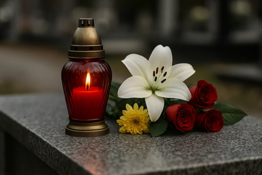 Znicz Z Bialym Kwiatem