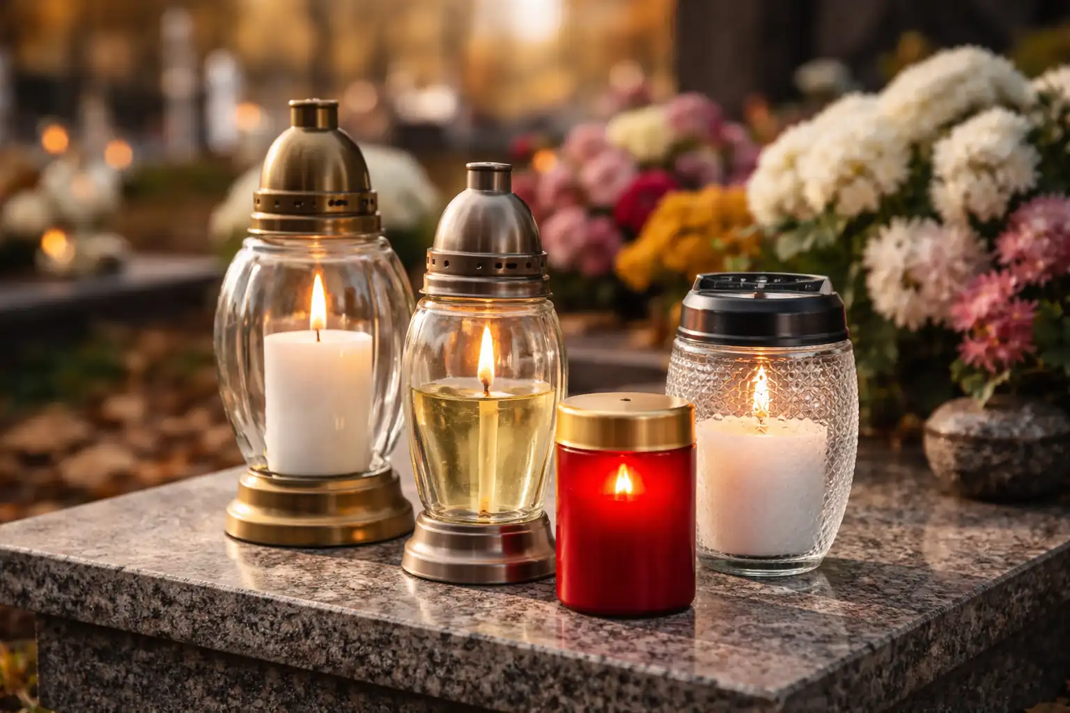 wkłady do zniczy parafinowe olejowe led i solarne na nagrobku porównanie typów